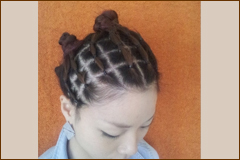 安室奈美恵風のブロック編み込みアレンジ