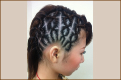 クロス編み込みのコーンロウ